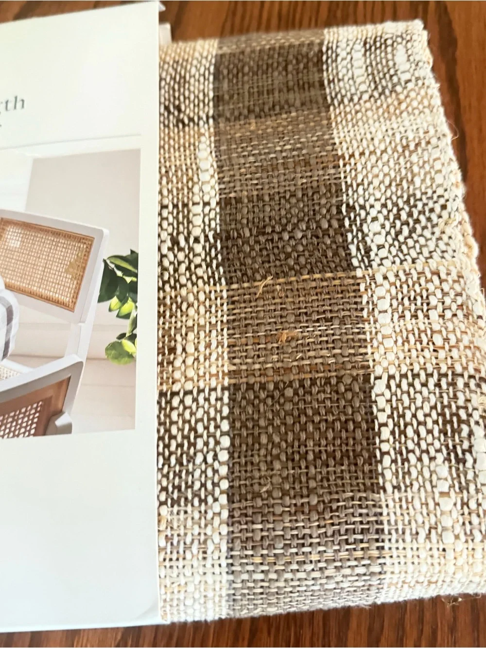 Threshold Brown and Cream Woven Plaid Table Runner